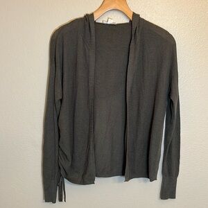 Garage Dark Green Hooded Cardigan Open Front Sweater